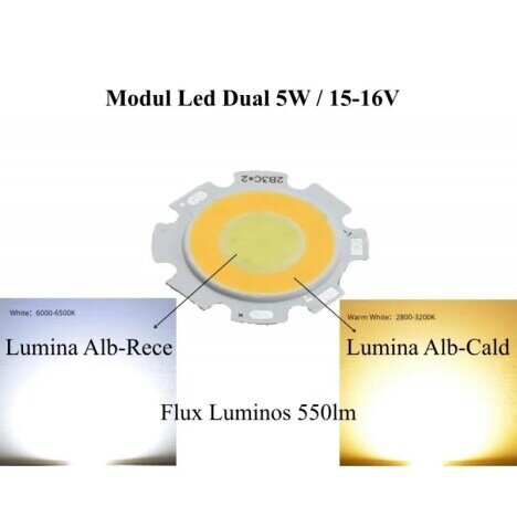 LED COB 28MM - 5W, LUMINA CALD/RECE